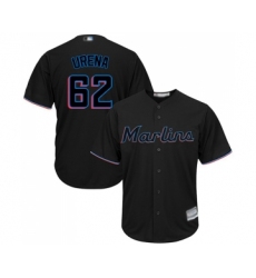 Men's Miami Marlins #62 Jose Urena Replica Black Alternate 2 Cool Base Baseball Jersey