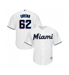 Men's Miami Marlins #62 Jose Urena Replica White Home Cool Base Baseball Jersey