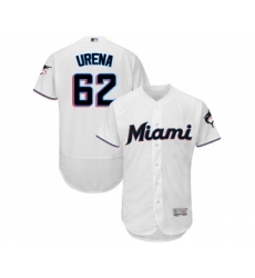 Men's Miami Marlins #62 Jose Urena White Home Flex Base Authentic Collection Baseball Jersey