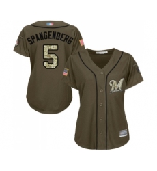 Women's Milwaukee Brewers #5 Cory Spangenberg Authentic Green Salute to Service Baseball Jersey