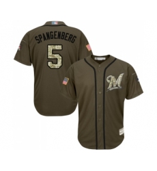 Youth Milwaukee Brewers #5 Cory Spangenberg Authentic Green Salute to Service Baseball Jersey