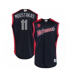 Men's Milwaukee Brewers #11 Mike Moustakas Authentic Navy Blue National League 2019 Baseball All-Star Jersey