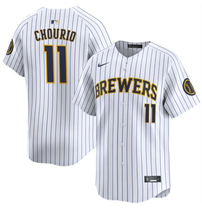 Men's Milwaukee Brewers #11 Jackson Chourio White 2024 Alternate Limited Stitched Baseball Jersey