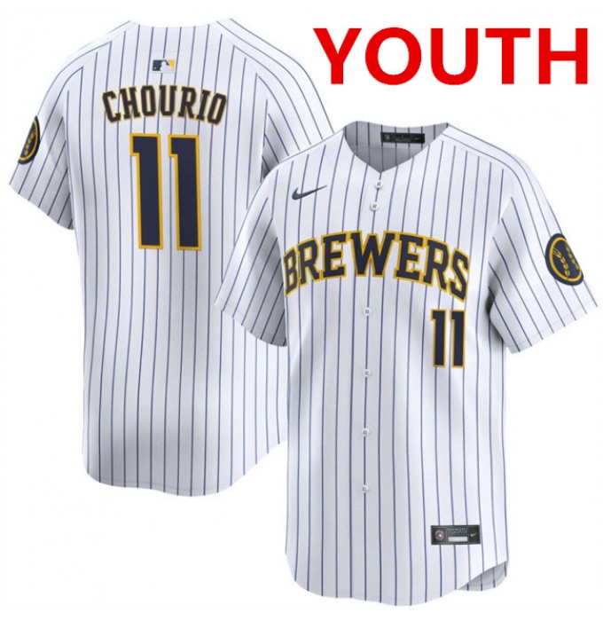 Youth Milwaukee Brewers #11 Jackson Chourio White 2024 Alternate Limited Stitched Baseball Jersey