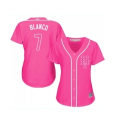 Women's New York Mets #7 Gregor Blanco Authentic Pink Fashion Cool Base Baseball Jersey