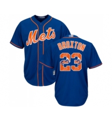 Men's New York Mets #23 Keon Broxton Authentic Royal Blue Team Logo Fashion Cool Base Baseball Jersey