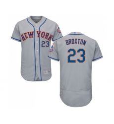 Men's New York Mets #23 Keon Broxton Grey Road Flex Base Authentic Collection Baseball Jersey