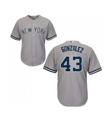Men's New York Yankees #43 Gio Gonzalez Replica Grey Road Baseball Jersey