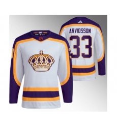 Men's Los Angeles Kings #33 Viktor Arvidsson White 2022 Reverse Retro Stitched Jersey