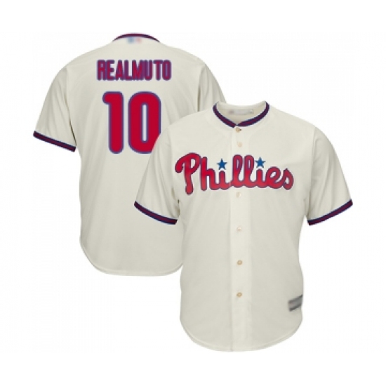 Men's Philadelphia Phillies #10 J. T. Realmuto Replica Cream Alternate ...