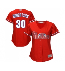 Women's Philadelphia Phillies #30 David Robertson Replica Red Alternate Cool Base Baseball Jersey