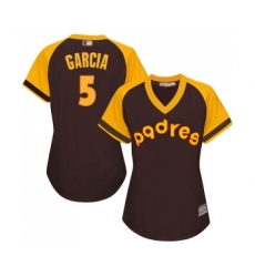 Women's San Diego Padres #5 Greg Garcia Replica Brown Alternate Cooperstown Cool Base Baseball Jersey