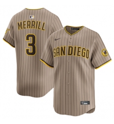 Men's San Diego Padres #3 Jackson Merrill Tan 2024 Alternate Limited Stitched Baseball Jersey