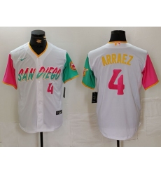 Men's San Diego Padres #4 Luis Arraez Number White 2023 City Connect Cool Base Stitched Jersey
