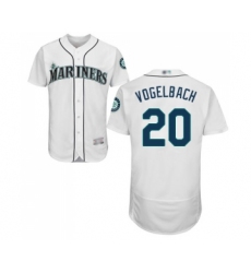 Men's Seattle Mariners #20 Dan Vogelbach White Home Flex Base Authentic Collection Baseball Jersey