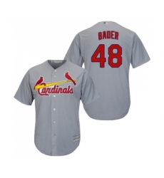 Youth St. Louis Cardinals #48 Harrison Bader Replica Grey Road Cool Base Baseball Jersey