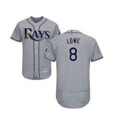 Men's Tampa Bay Rays #8 Brandon Lowe Grey Road Flex Base Authentic Collection Baseball Jersey