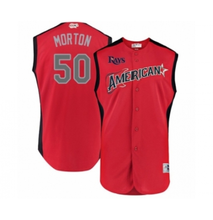 Youth Tampa Bay Rays #50 Charlie Morton Authentic Red American League 2019 Baseball All-Star Jersey