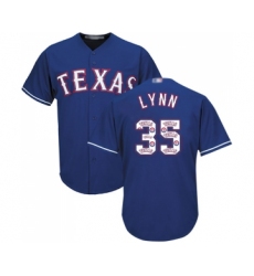 Men's Texas Rangers #35 Lance Lynn Authentic Royal Blue Team Logo Fashion Cool Base Baseball Jersey