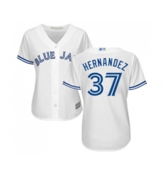 Women's Toronto Blue Jays #37 Teoscar Hernandez Replica White Home Baseball Jersey