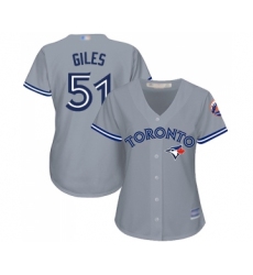 Women's Toronto Blue Jays #51 Ken Giles Replica Grey Road Baseball Jersey