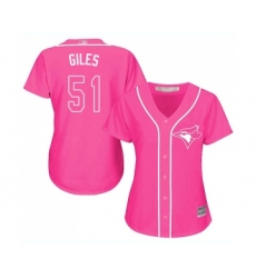 Women's Toronto Blue Jays #51 Ken Giles Replica Pink Fashion Cool Base Baseball Jersey