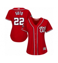 Women's Washington Nationals #22 Juan Soto Authentic Red Alternate 1 Cool Base 2019 World Series Champions Baseball Jersey
