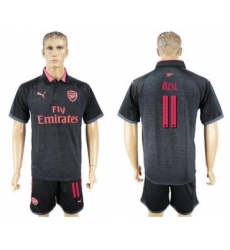 Arsenal #11 Ozil Black Red Soccer Club Jersey