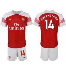 Arsenal #14 Aubameyang Home Soccer Club Jersey