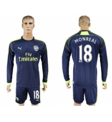 Arsenal #18 Monreal Sec Away Long Sleeves Soccer Club Jersey