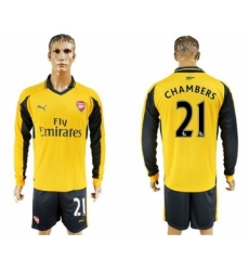 Arsenal #21 Chambers Away Long Sleeves Soccer Club Jersey