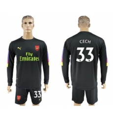 Arsenal #33 Cech Black Long Sleeves Goalkeeper Soccer Country Jersey