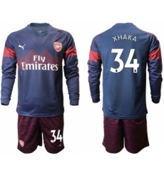 Arsenal #34 Xhaka Away Long Sleeves Soccer Club Jersey