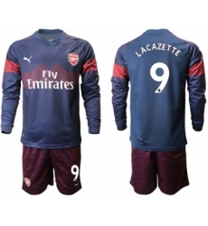 Arsenal #9 Lacazette Away Long Sleeves Soccer Club Jersey