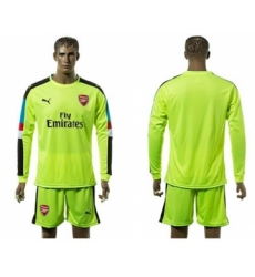 Arsenal Blank Shiny Green Goalkeeper Long Sleeves Soccer Club Jersey
