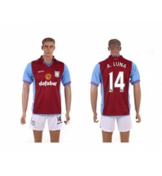 Aston Villa #14 A.Luna Red Home Soccer Club Jersey
