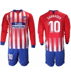 Atletico Madrid #10 Carrasco Home Long Sleeves Soccer Club Jersey
