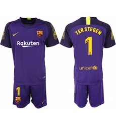 Barcelona #1 Ter Stegen Purple Goalkeeper Soccer Club Jersey