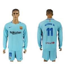 Barcelona #11 Neymar Jr Away Long Sleeves Soccer Club Jersey