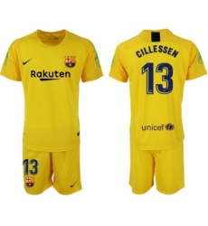Barcelona #13 Cillessen Yellow Goalkeeper Soccer Club Jersey