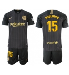 Barcelona #15 Paulinho Black Soccer Club Jersey