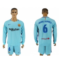Barcelona #6 Denis Suarez Away Long Sleeves Soccer Club Jersey