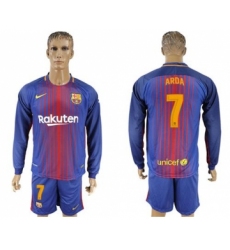 Barcelona #7 Arda Home Long Sleeves Soccer Club Jersey