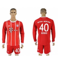 Bayern Munchen #40 Benko Home Long Sleeves Soccer Club Jersey