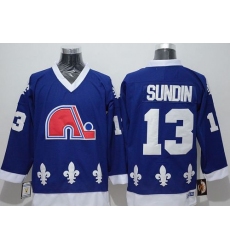 Nordiques #13 Mats Sundin Blue CCM Throwback Stitched NHL Jersey
