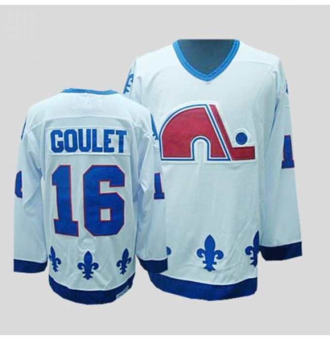 Nordiques #16 Michel Goulet Stitched CCM Throwback white NHL Jersey