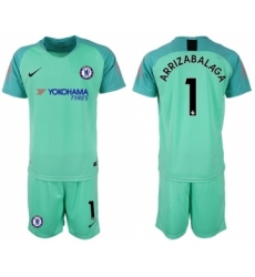 Chelsea #1 Arrizabalaga Green Goalkeeper Soccer Club Jersey