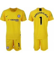 Chelsea #1 Arrizabalaga Yellow Goalkeeper Soccer Club Jersey