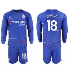 Chelsea #18 Giroud Home Long Sleeves Soccer Club Jersey