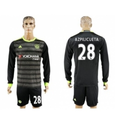 Chelsea #28 Azpilicueta Sec Away Long Sleeves Soccer Club Jersey
